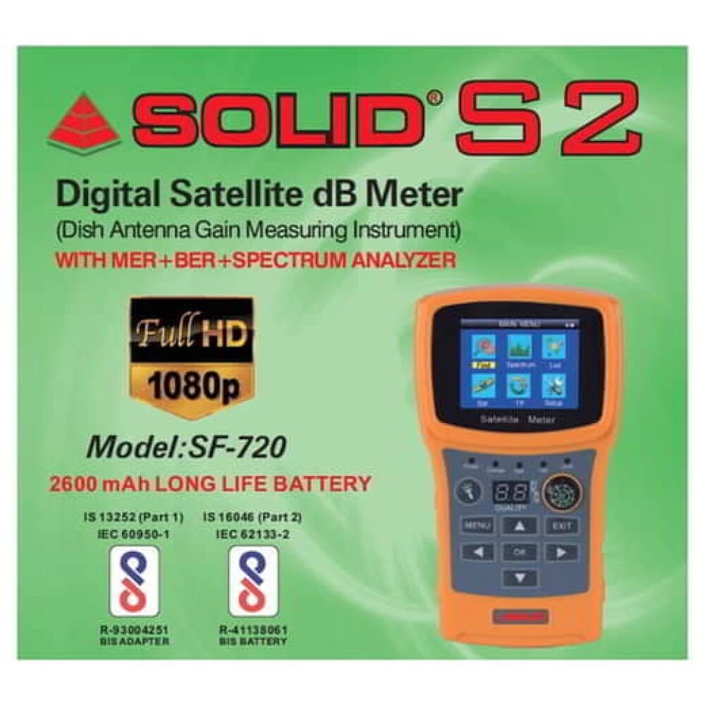SOLID SF-720 Rechargeable Digital Satellite dB Meter with Torch (2023)