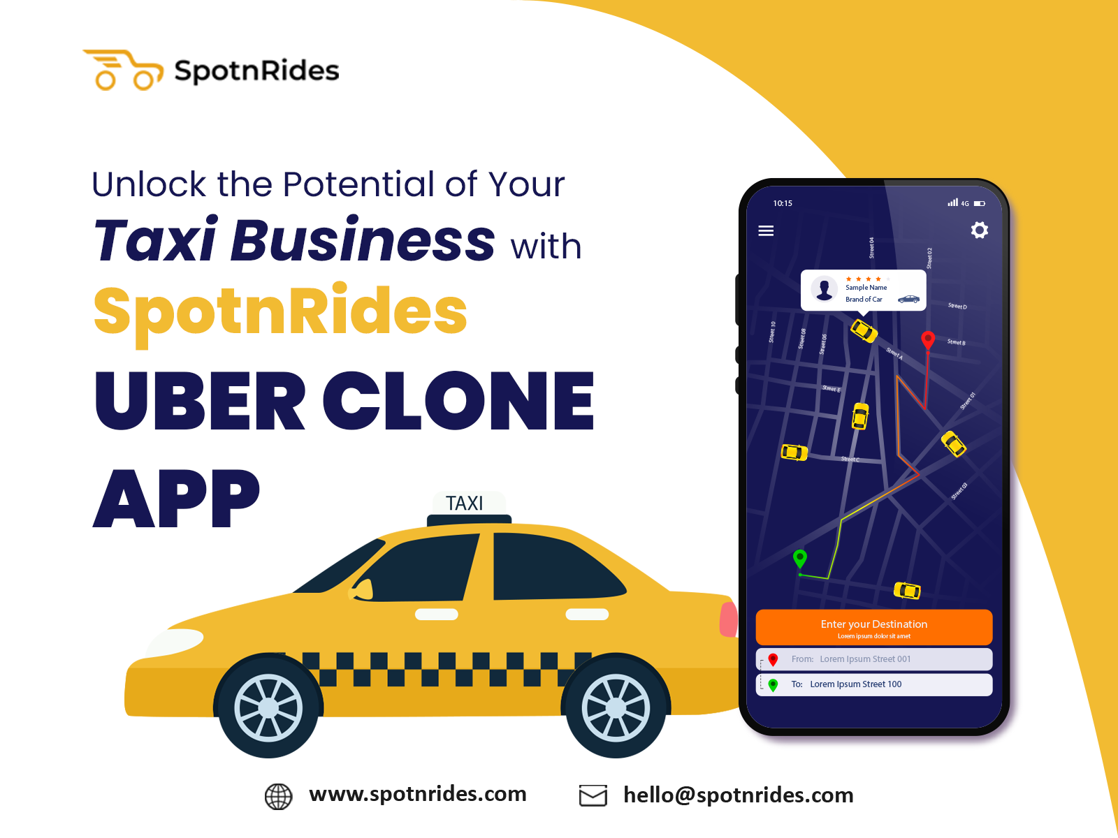 Taxi Booking App Development Services like Uber by SpotnRides