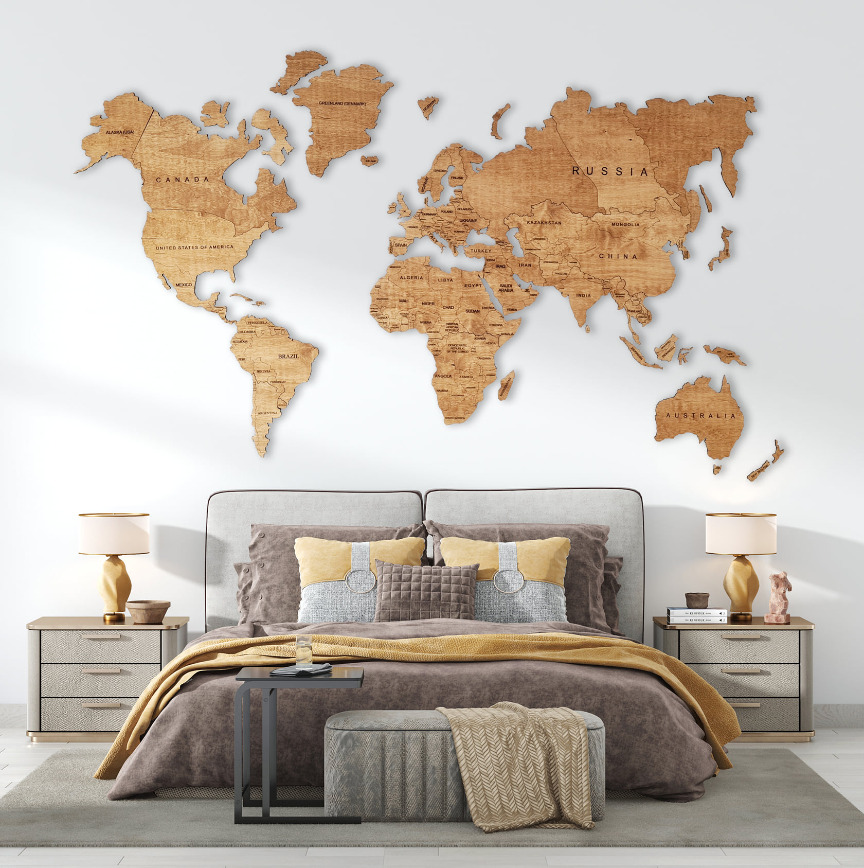 3d wooden world map