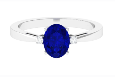 Oval Lab Grown Blue Sapphire Solitaire Engagement Ring